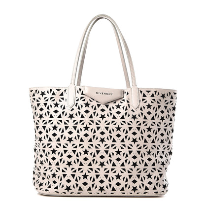 Givenchy Calfskin Lazer Cut Medium Antigona Tote White Black 1 of 10