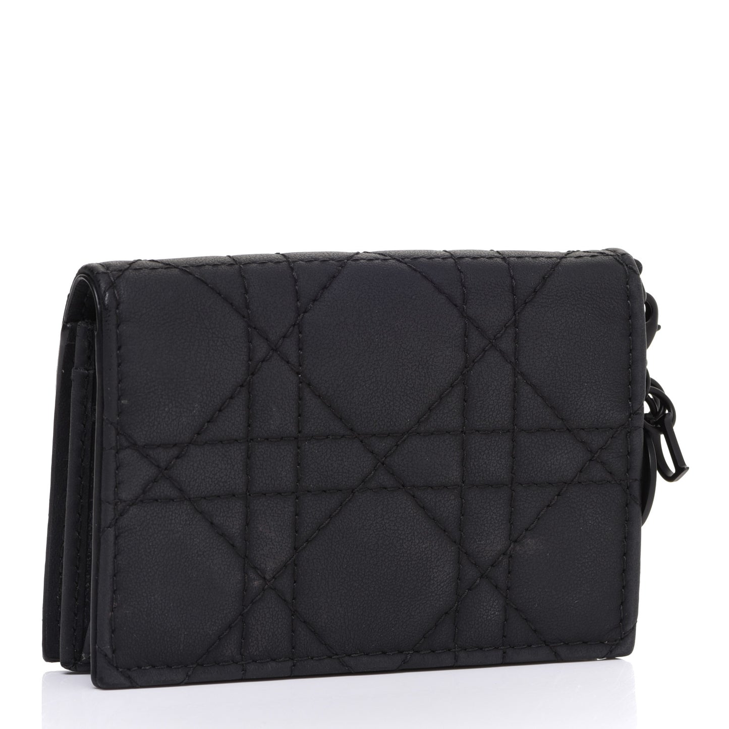 Ultra Matte Calfskin Small Lady Dior Flap Card Holder Black