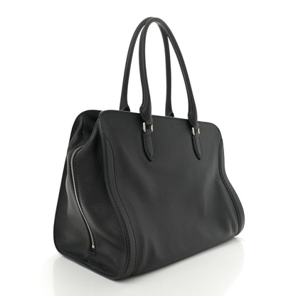 Alexander McQueen Pebbled Calfskin Large Skull Padlock Zip Around Tote Black 3 of 10