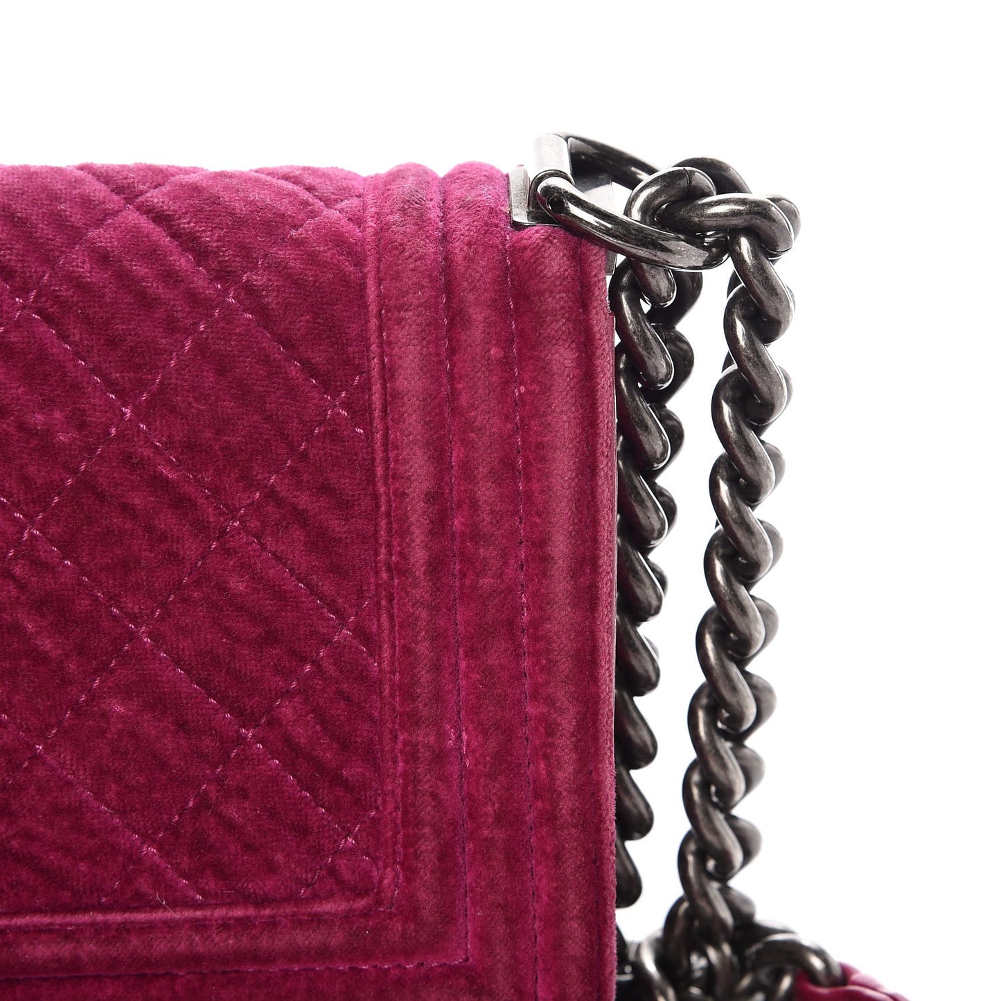 Velvet Quilted Small Boy Flap Fuchsia