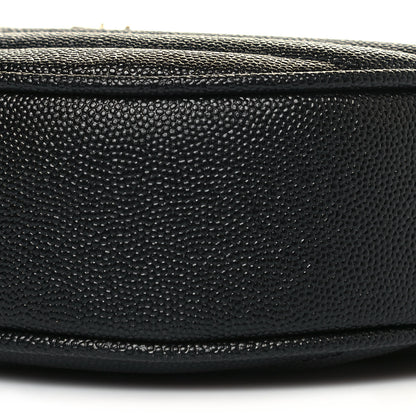 Saint Laurent Grain De Poudre Matelasse Chevron Quilted Round Vinyle Camera Bag Black 9 of 12
