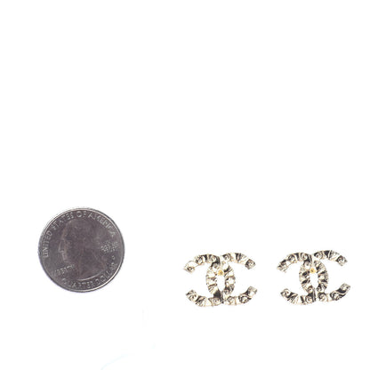 Chanel Metal Textured CC Earrings Gold 2 of 4