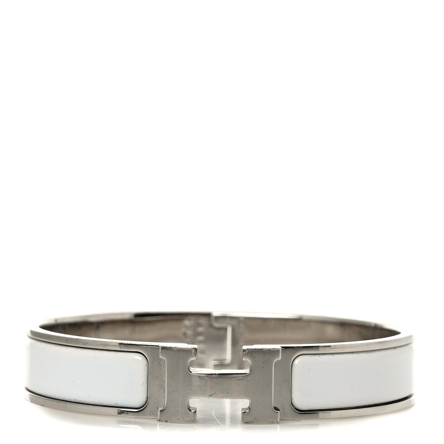 Enamel Narrow Clic Clac H Bracelet GM White