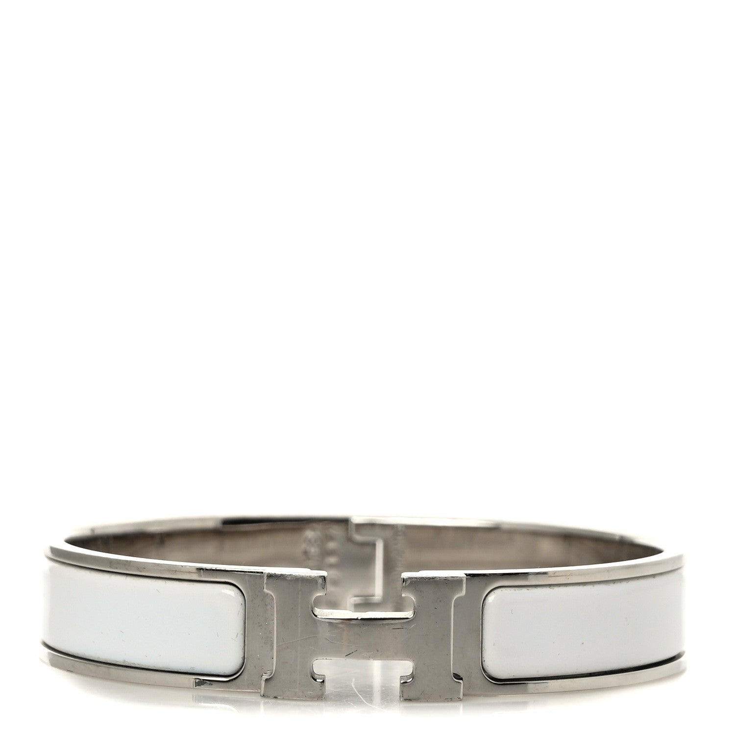 Hermes Enamel Narrow Clic Clac H Bracelet GM White 1 of 5