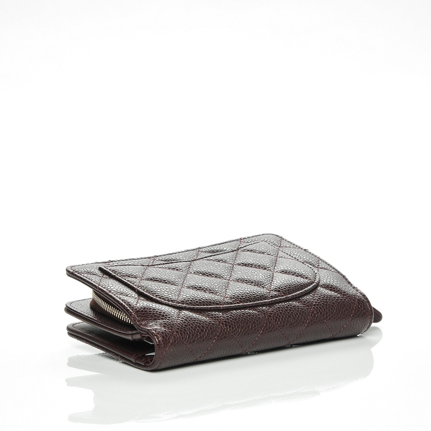 Chanel Caviar Quilted Zipped Pocket Wallet Burgundy 4 of 8