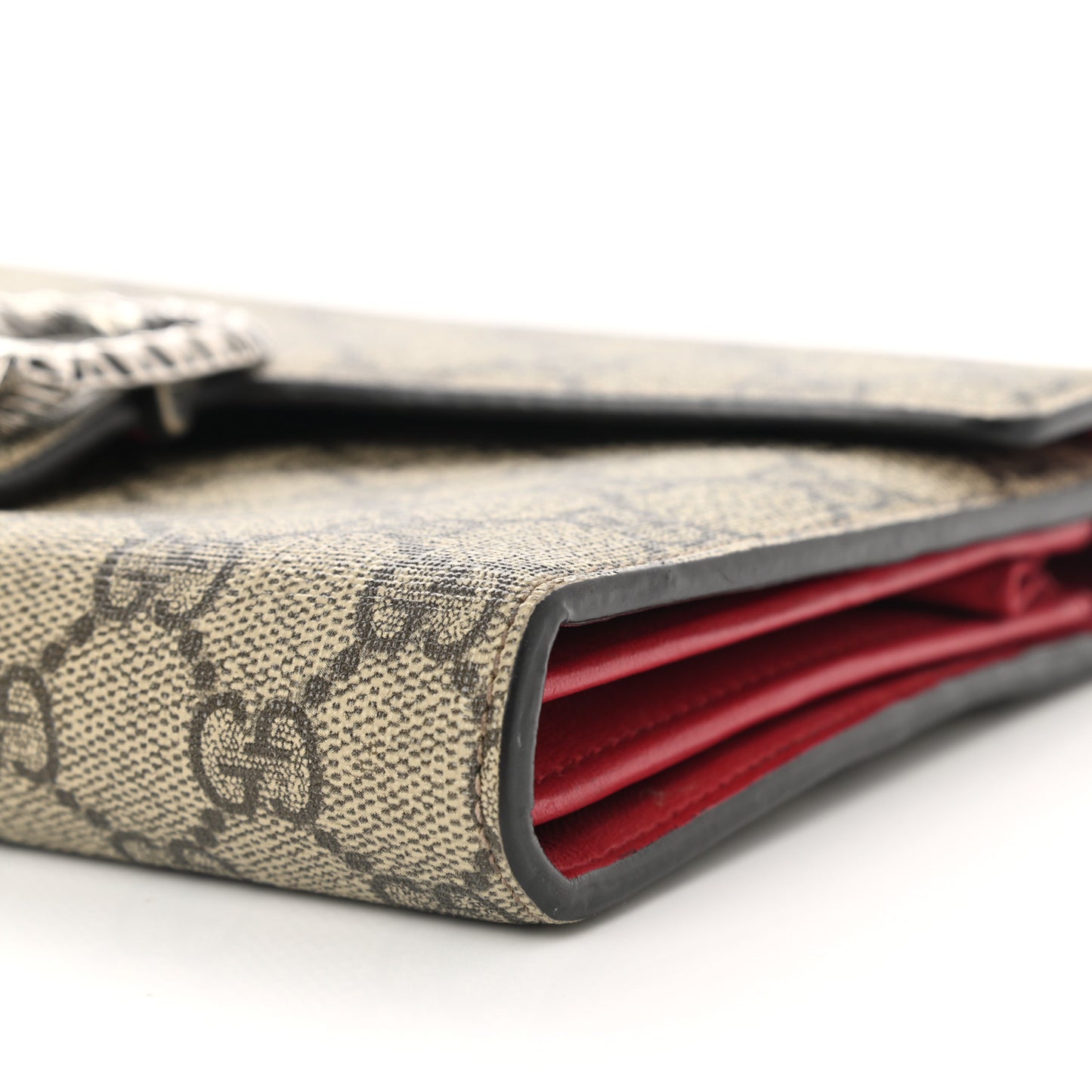 GG Supreme Monogram Mini Dionysus Chain Wallet Beige Vulcanic Red