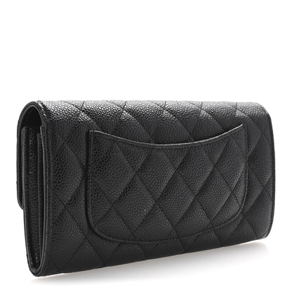 Chanel Caviar Quilted Large Gusset Flap Wallet Black 3 of 9