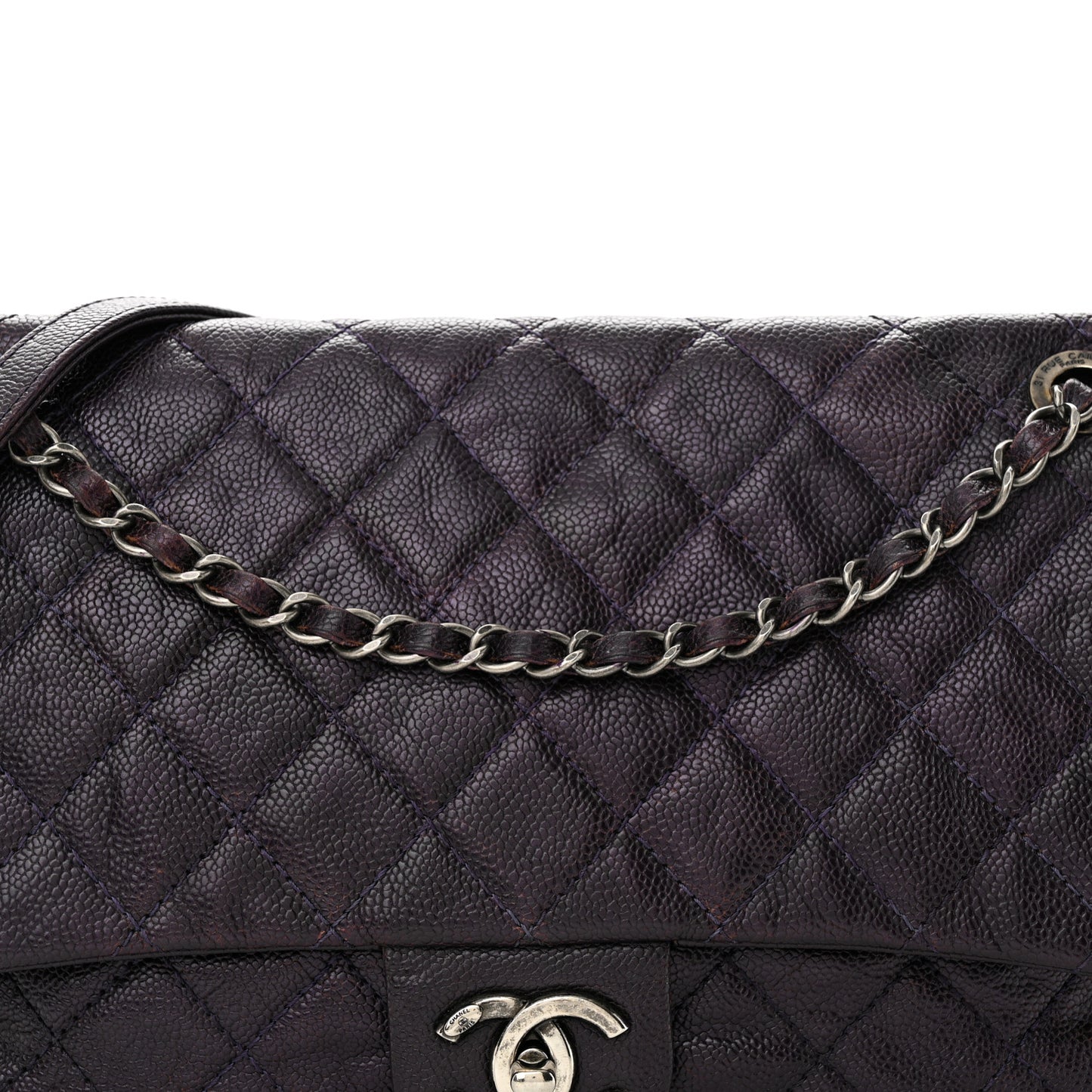 Caviar Quilted Jumbo Easy Flap Purple