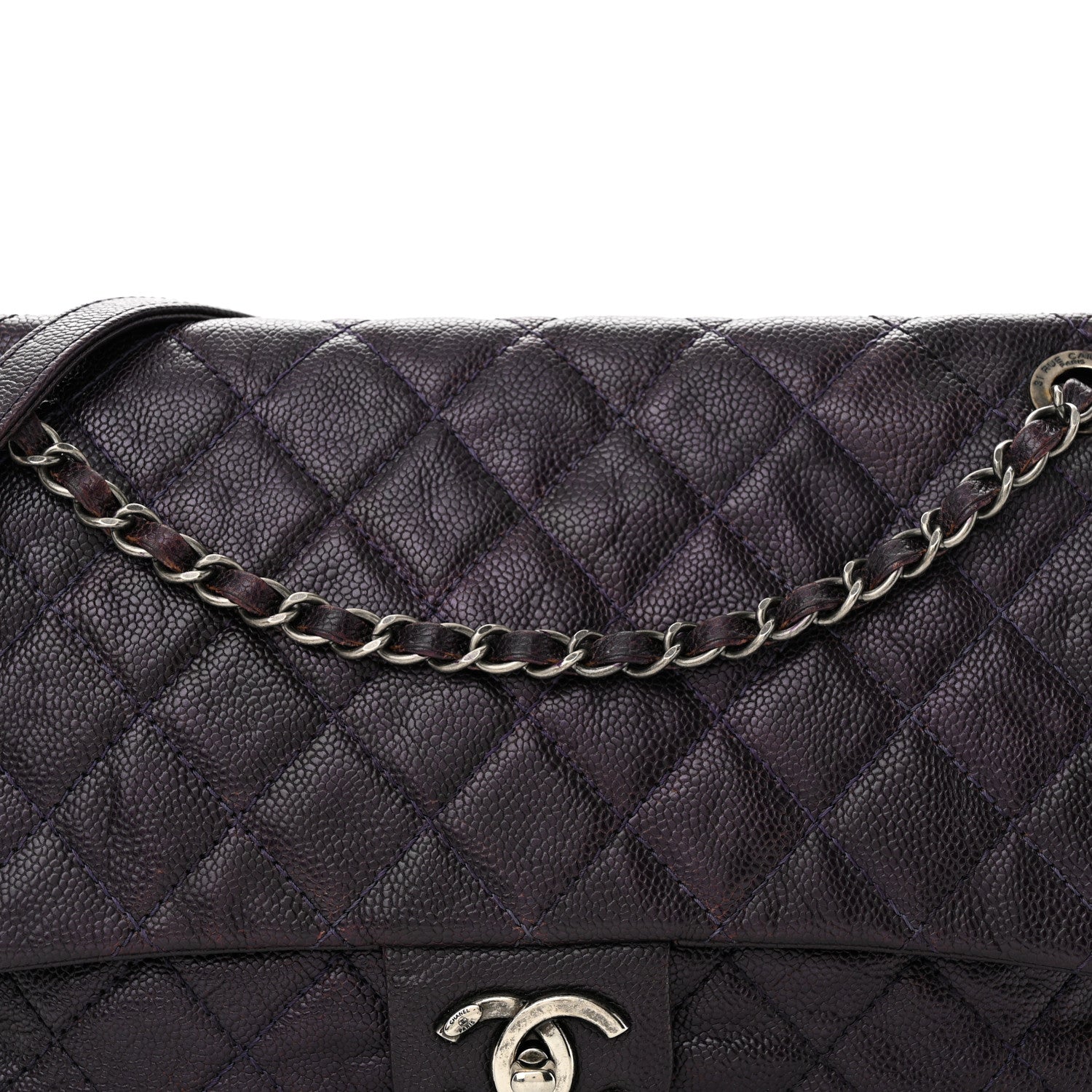 Chanel Caviar Quilted Jumbo Easy Flap Purple 8 of 12