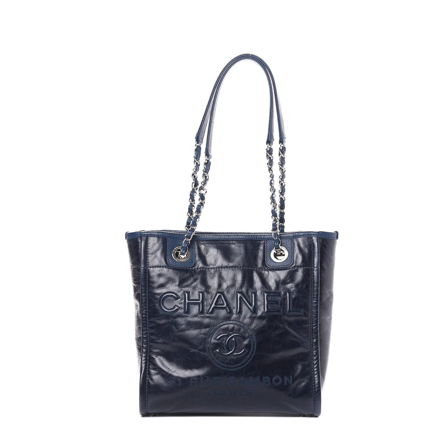 Chanel Glazed Calfskin Mini Deauville Tote Blue 1 of 9