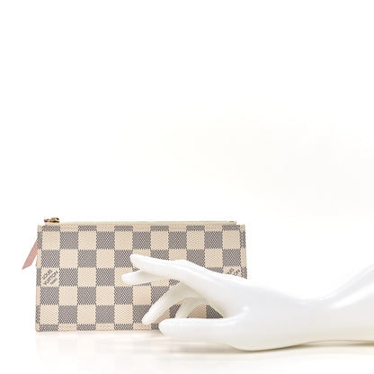 Louis Vuitton Damier Azur Felicie Chain Wallet Zippered Insert Rose Ballerine 2 of 6