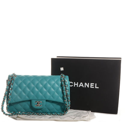 Chanel Lambskin Quilted Jumbo Double Flap Blue 3 of 7