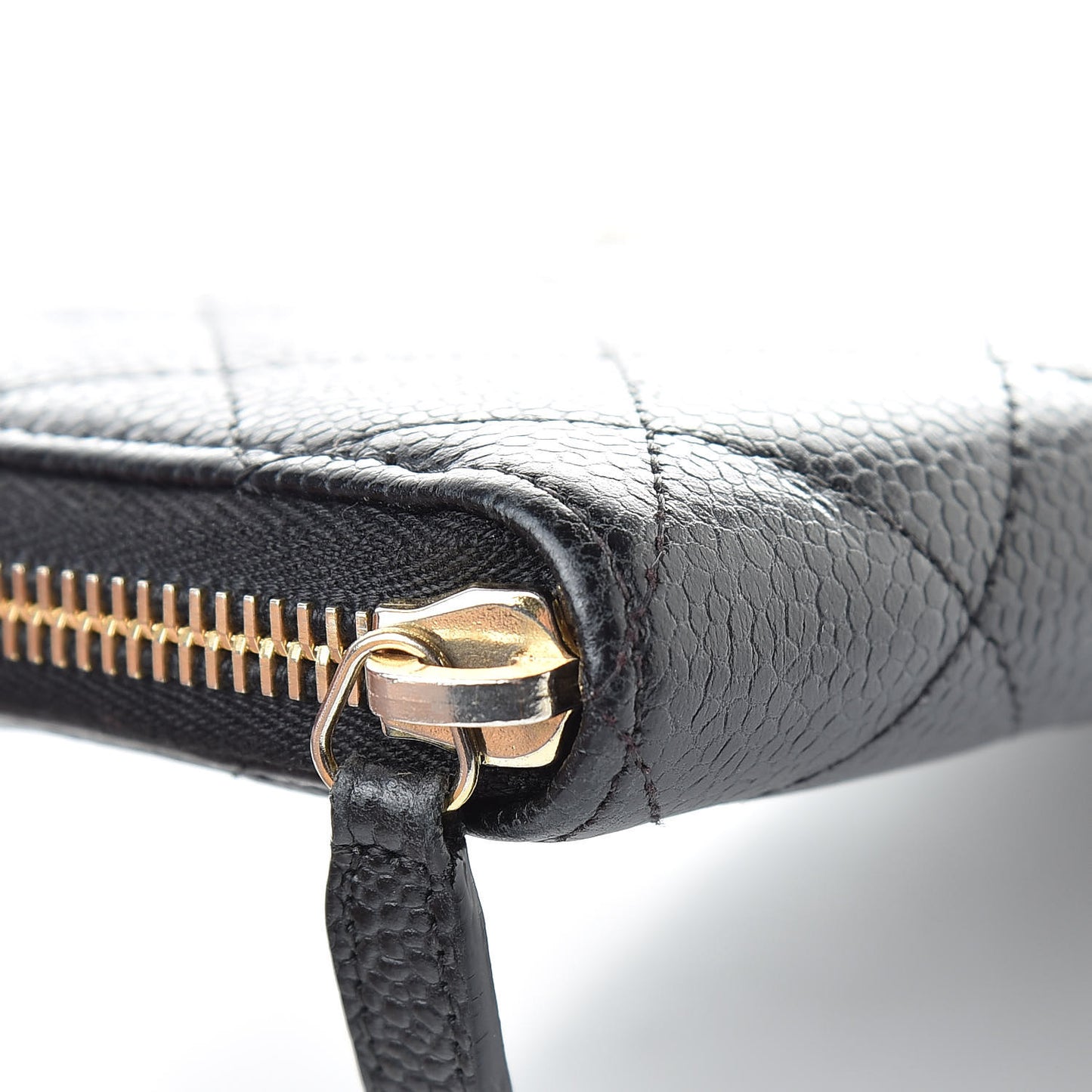 Caviar Quilted Large Gusset Zip Around Wallet Black