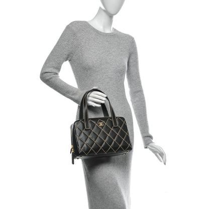 Chanel Calfskin Contrast Stitch Surpique Bowler Black 2 of 9
