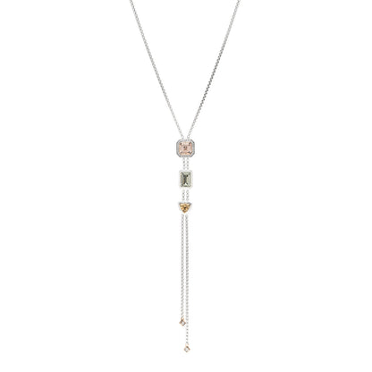 David Yurman Sterling Silver 18K Yellow Gold Diamond Morganite Prasiolite Citrine Novella Y Necklace 1 of 4