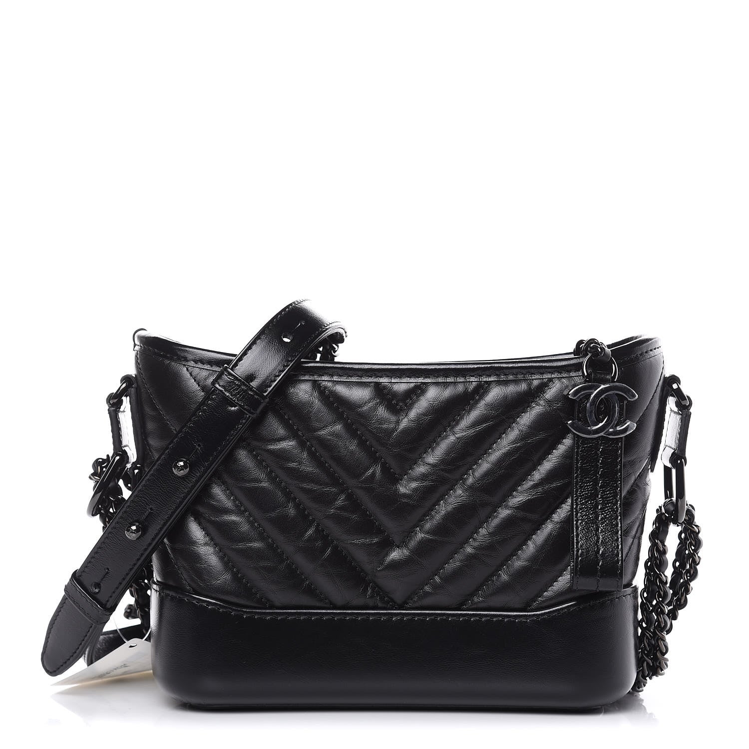 Chanel Aged Calfskin Chevron Quilted Small Gabrielle Hobo So Black 1 of 10