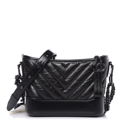 Chanel Aged Calfskin Chevron Quilted Small Gabrielle Hobo So Black 1 of 10
