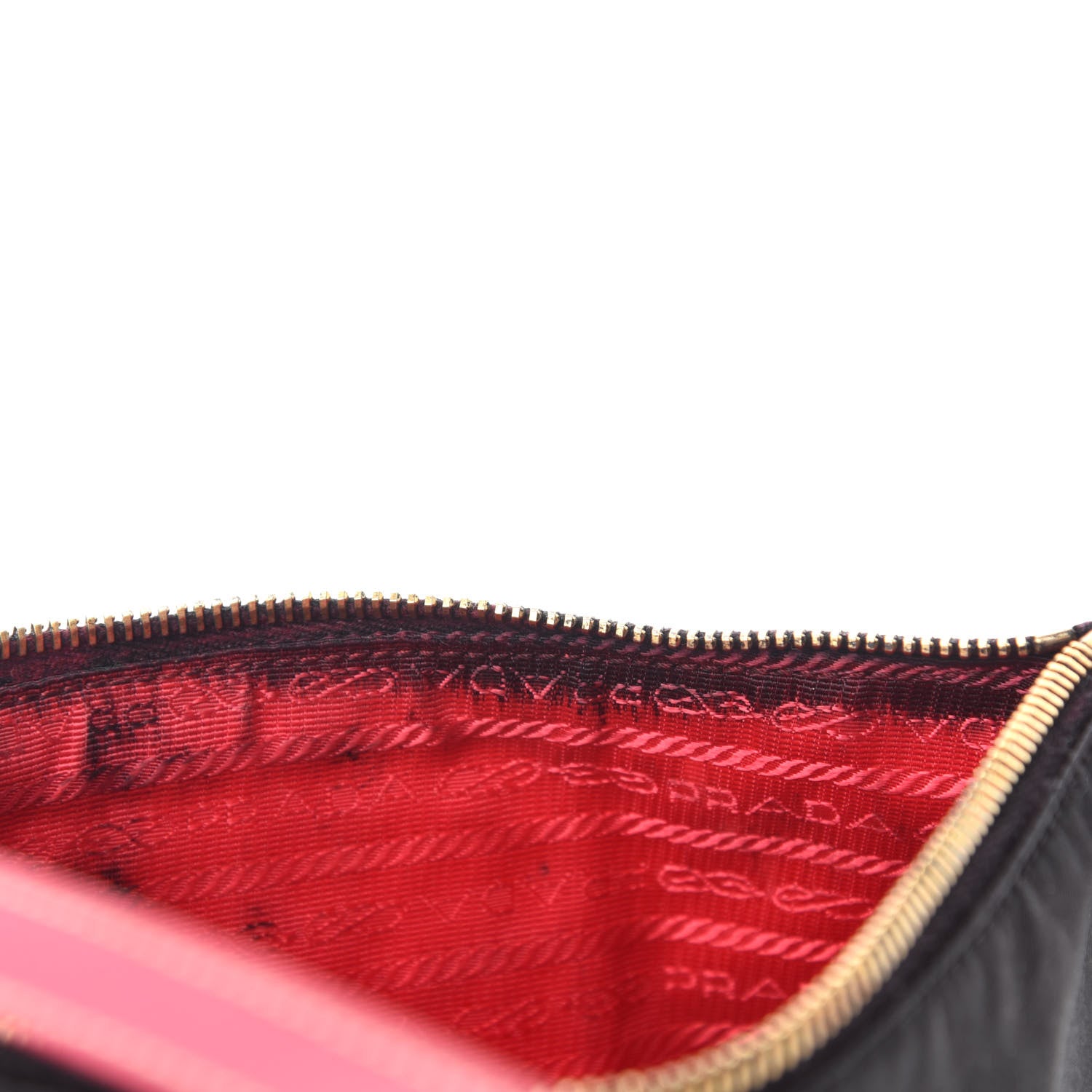 Prada Tessuto Nylon Saffiano Pochette Bag Black Pink 8 of 12