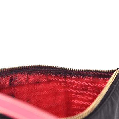 Prada Tessuto Nylon Saffiano Pochette Bag Black Pink 8 of 12