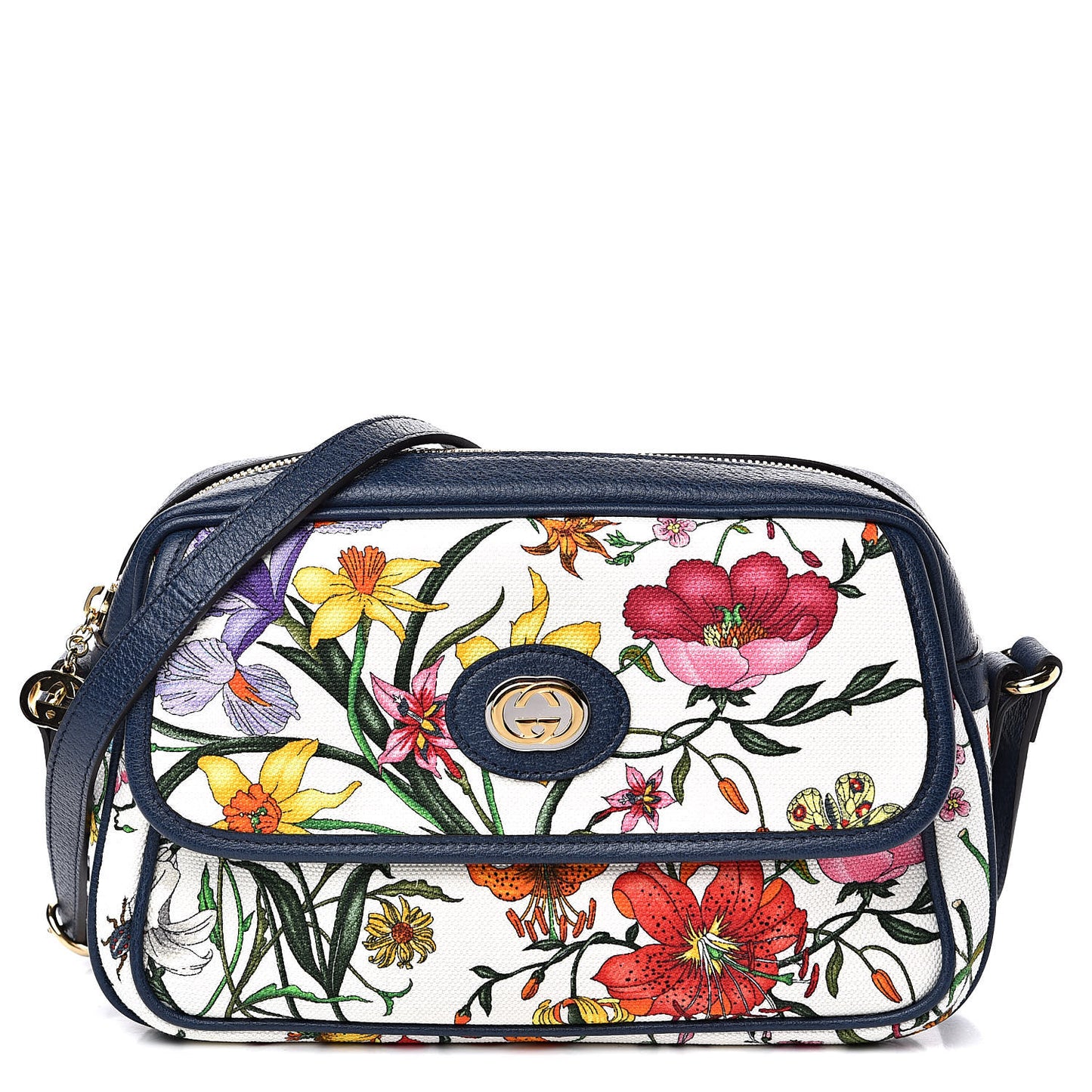 Canvas Flora Floral Shoulder Bag White Blue Agata Mulitcolor