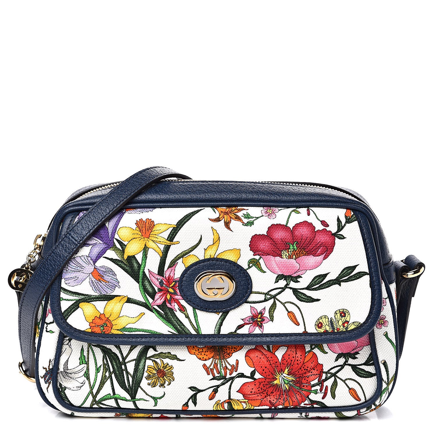 Gucci Canvas Flora Floral Shoulder Bag White Blue Agata Mulitcolor 1 of 11