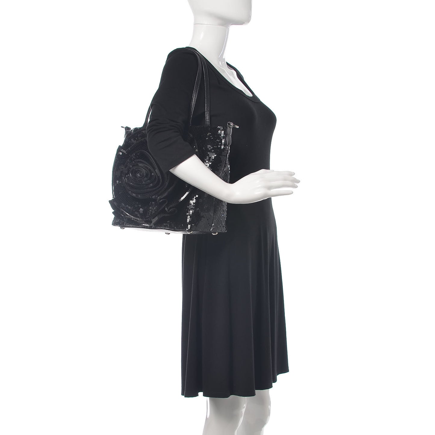 Sequin Petale Tote Black