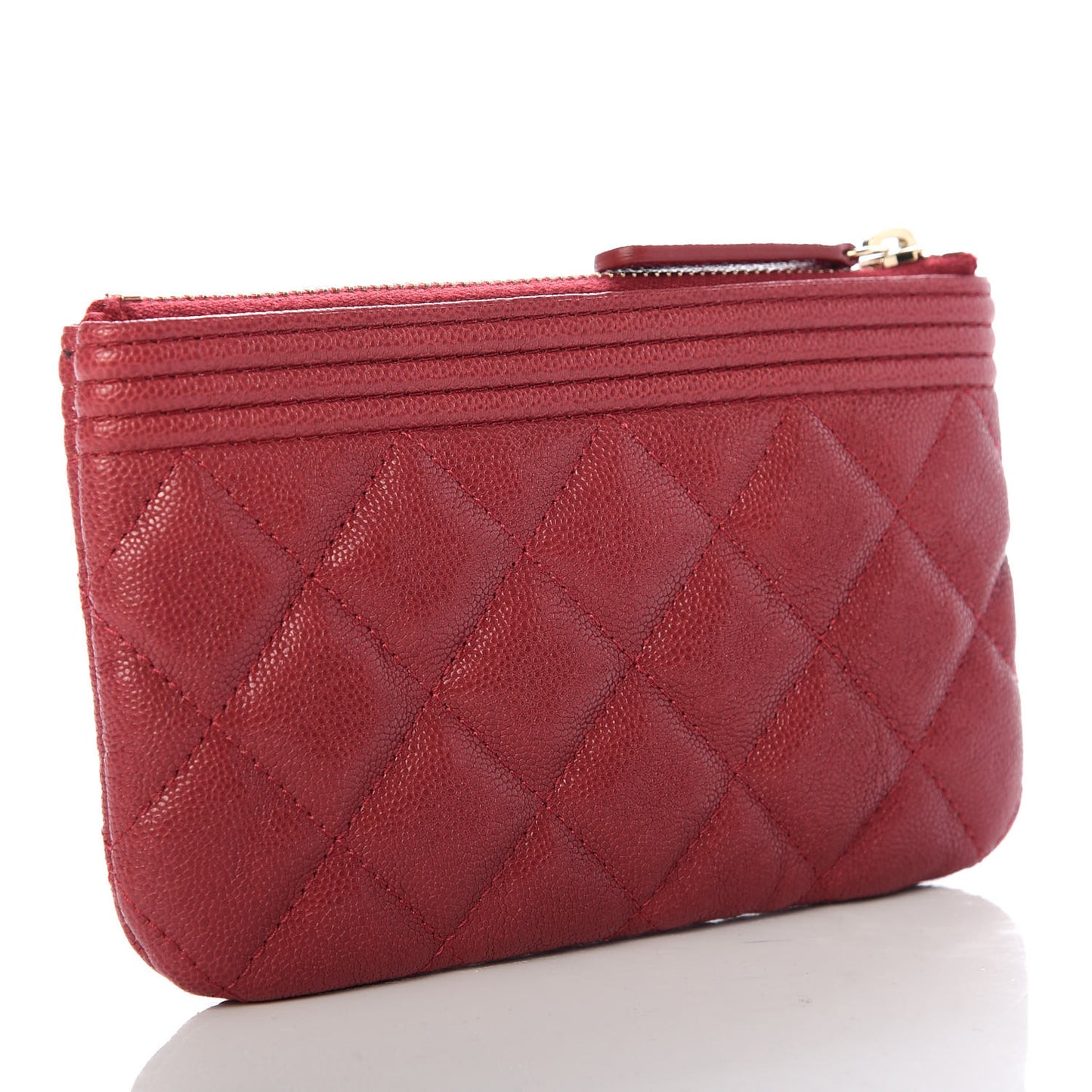 Caviar Quilted Zipped Boy Pouch Red