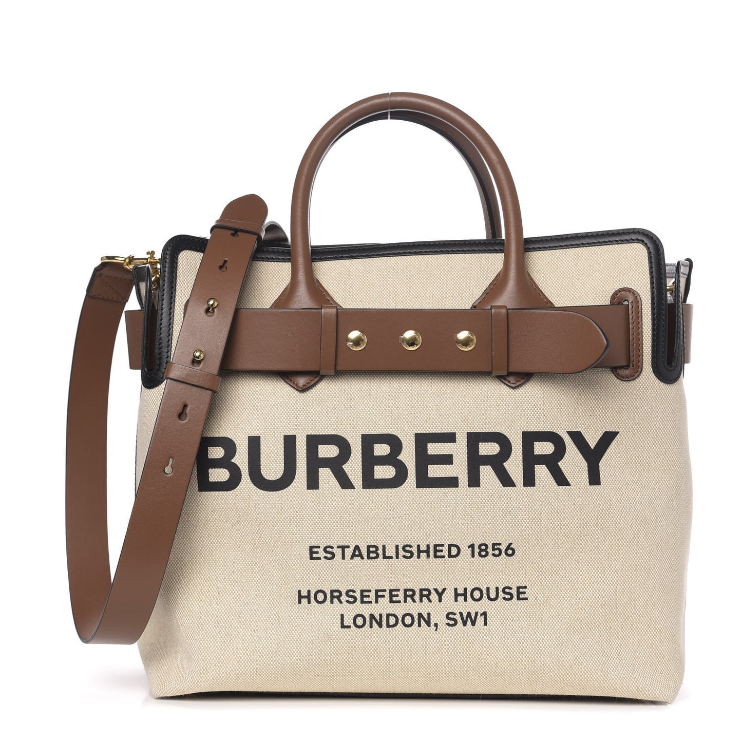 Calfskin Canvas Logo Print Medium Belt Bag Malt Brown Black
