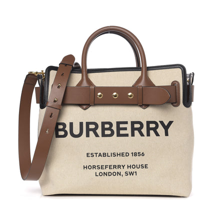 Burberry Calfskin Canvas Logo Print Medium Belt Bag Malt Brown Black 1 of 11