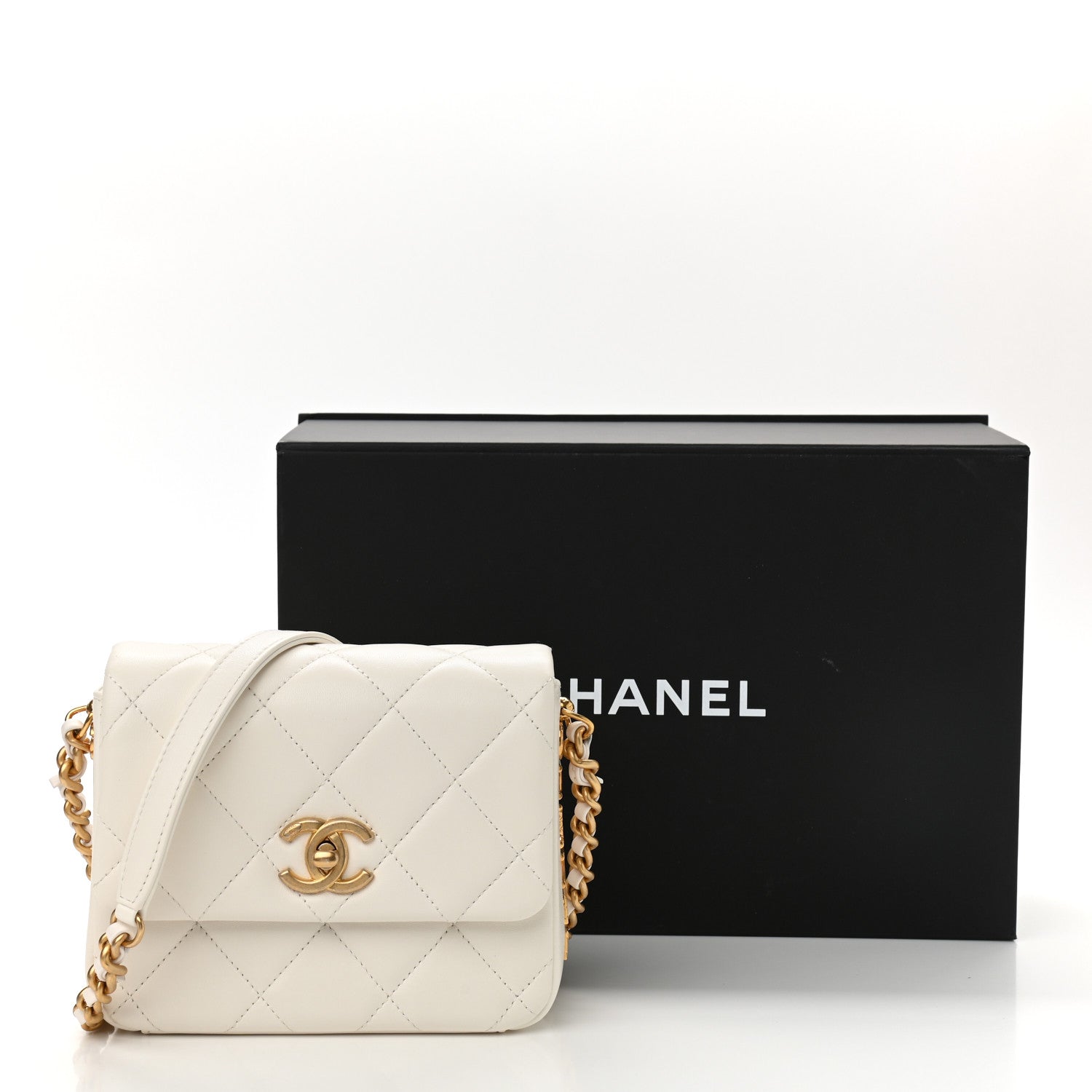 Chanel Lambskin Quilted Mini Side Note Flap White 11 of 11