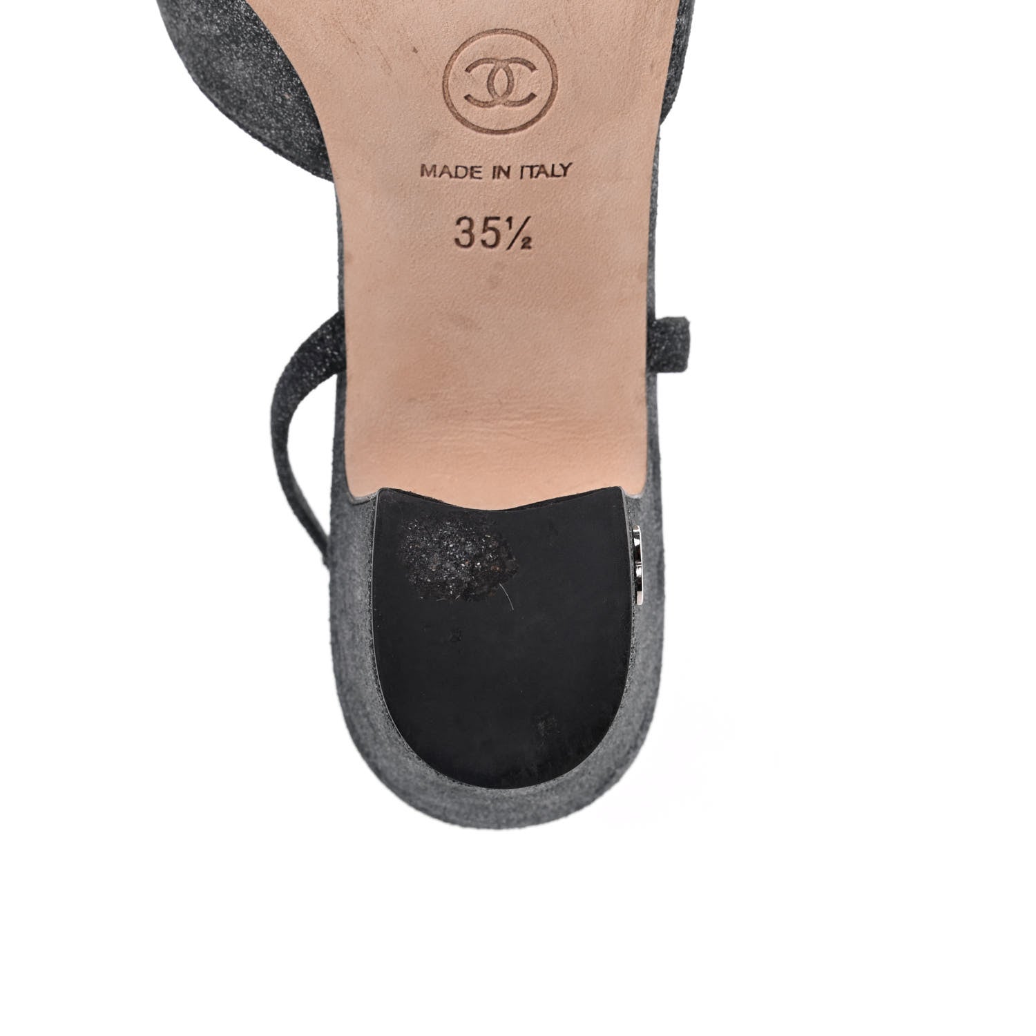 Chanel Lambskin Grosgrain Cap Toe CC Slingback Sandals 35.5 Black Silver 12 of 12