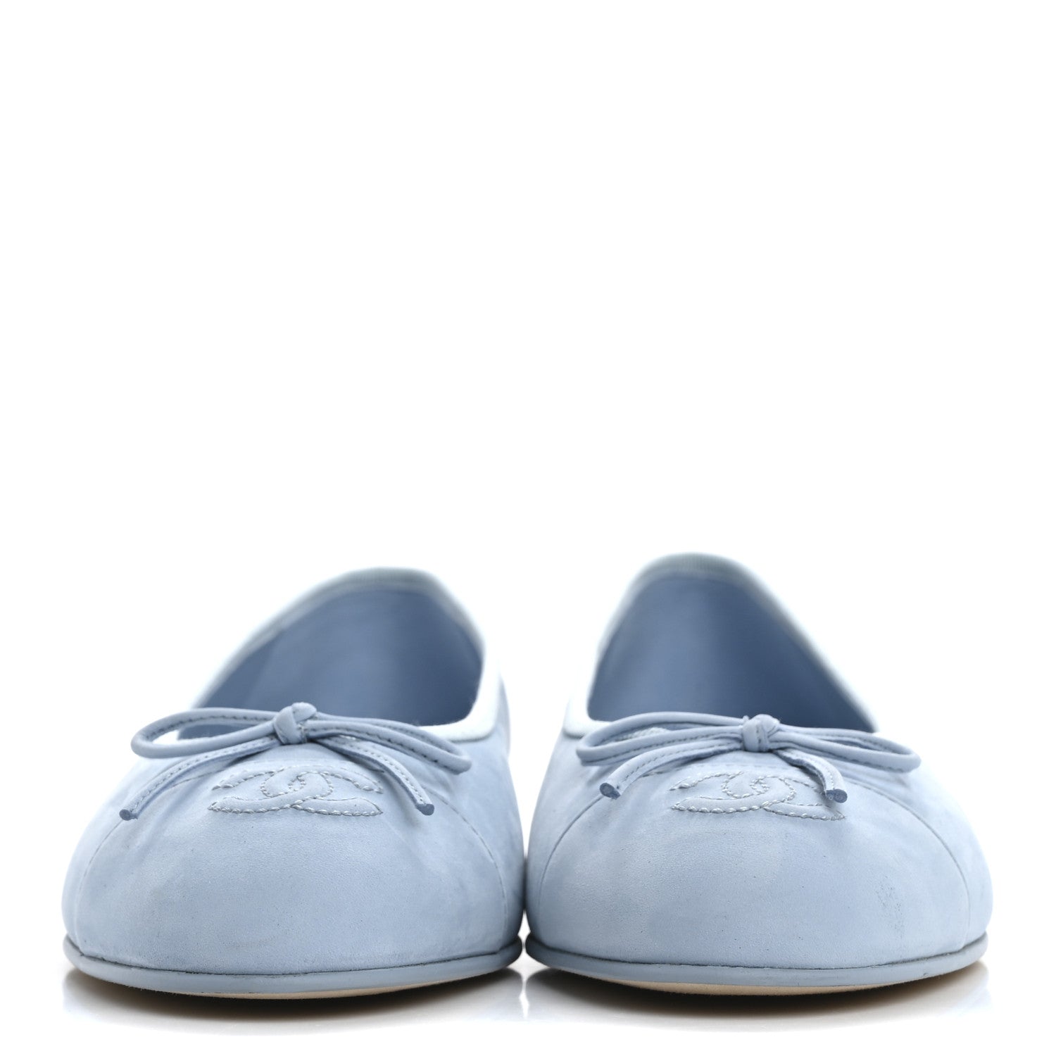 Chanel Suede Calfskin Cap Toe CC Ballerina Flats 39 Light Blue 3 of 10