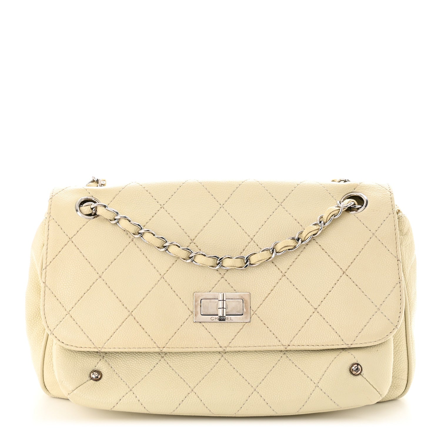 Chanel Glazed Caviar Pocket In The City Flap White 1 of 12