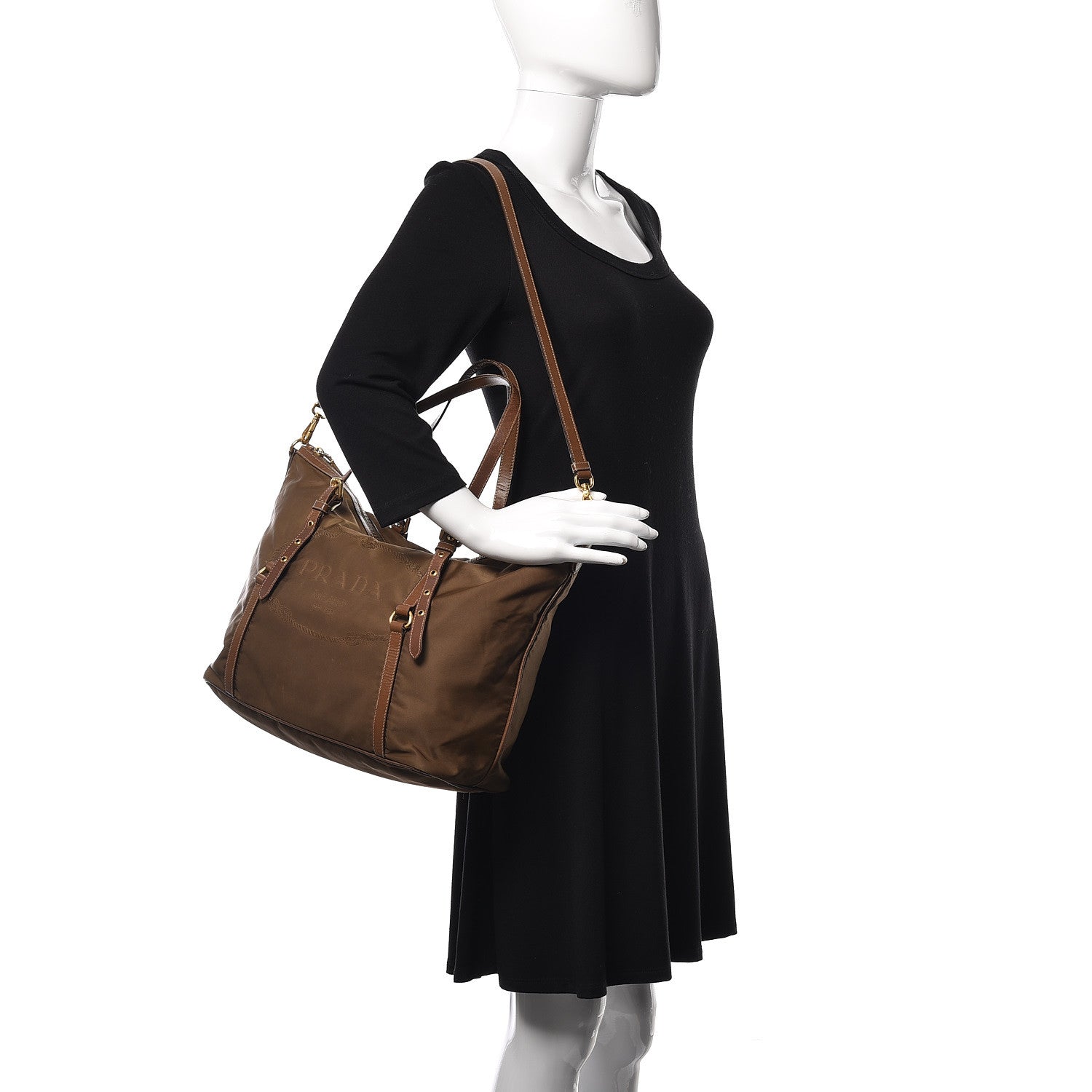 Prada Tessuto Nylon Jacquard Logo Tote Rovere 2 of 29