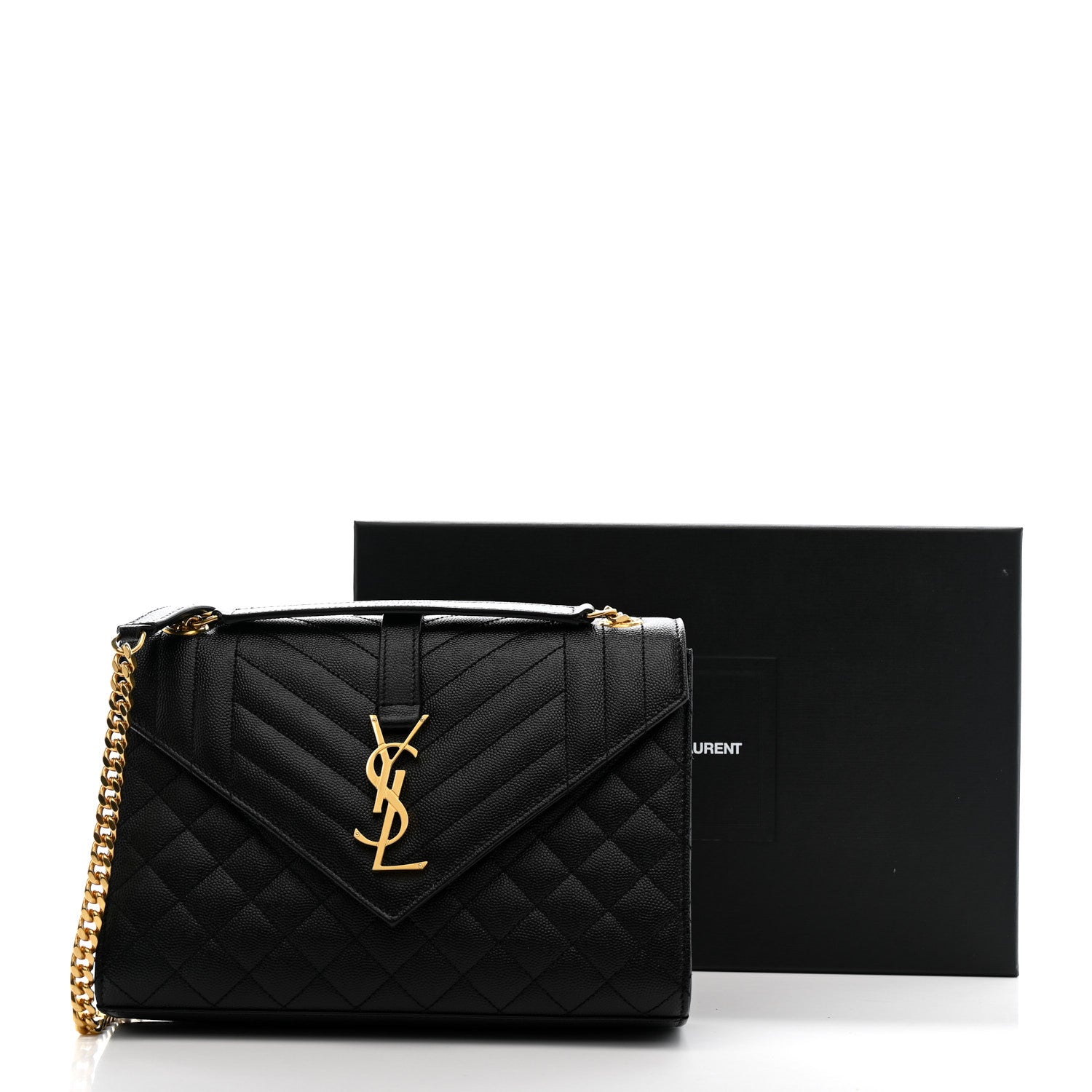Saint Laurent Grain De Poudre Textured Mixed Matelasse Triquilt Medium Monogram Satchel Black 11 of 11