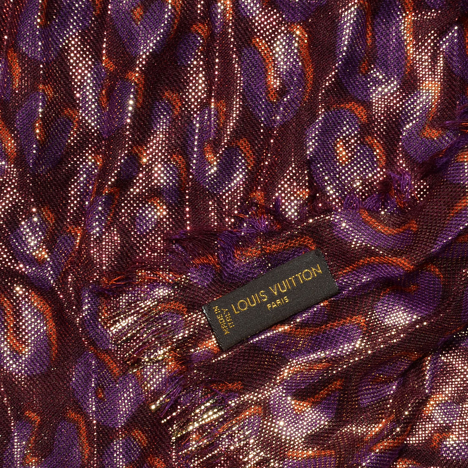 Louis Vuitton Cashmere Silk Leopard Etole Stole Disco Prune 5 of 6