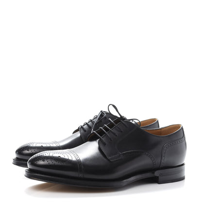 Gucci Calfskin Mens Boss Whipstitch Oxfords 9 Black 3 of 9