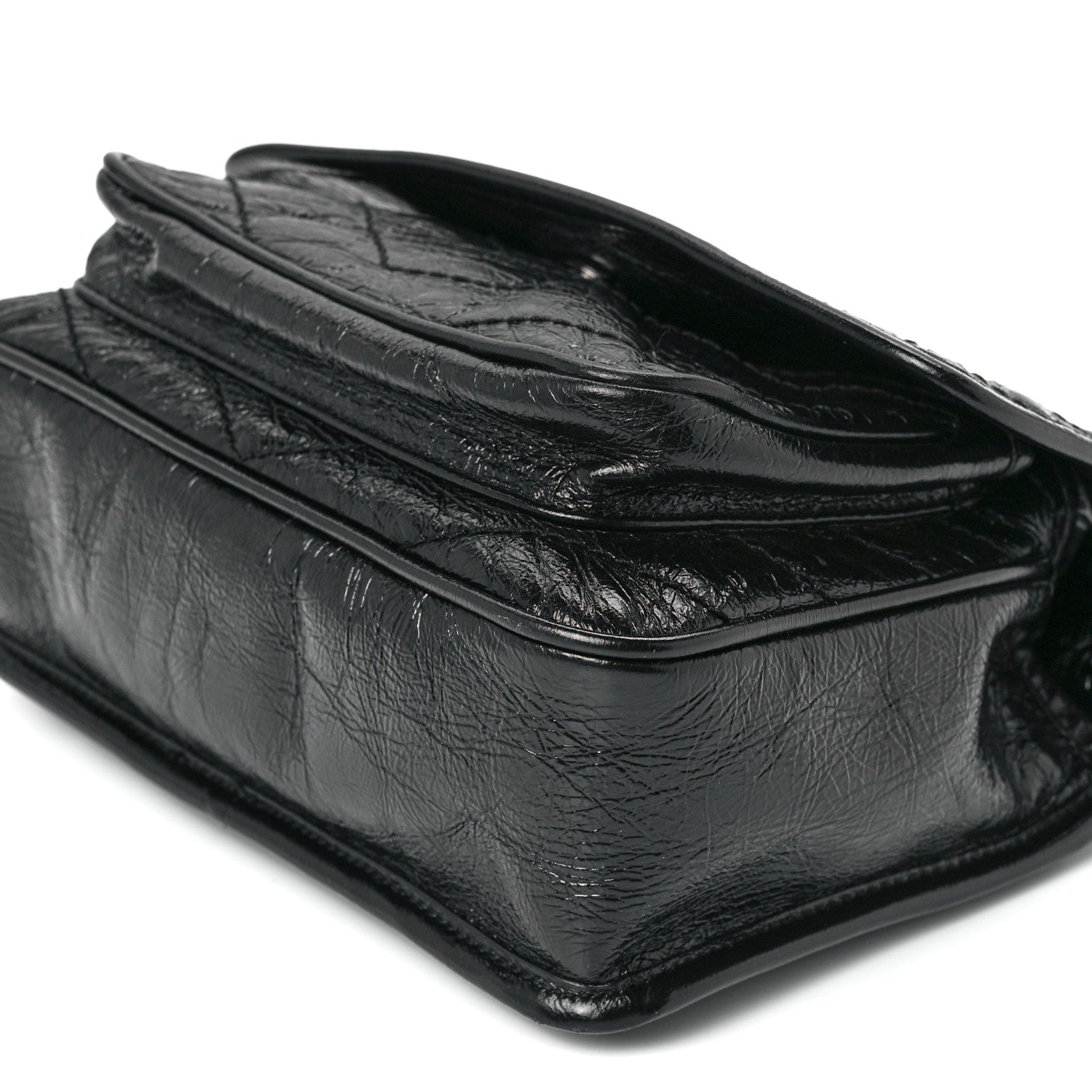 Saint Laurent Crinkled Calfskin Matelasse Monogram Baby Niki Chain Satchel Black 10 of 10