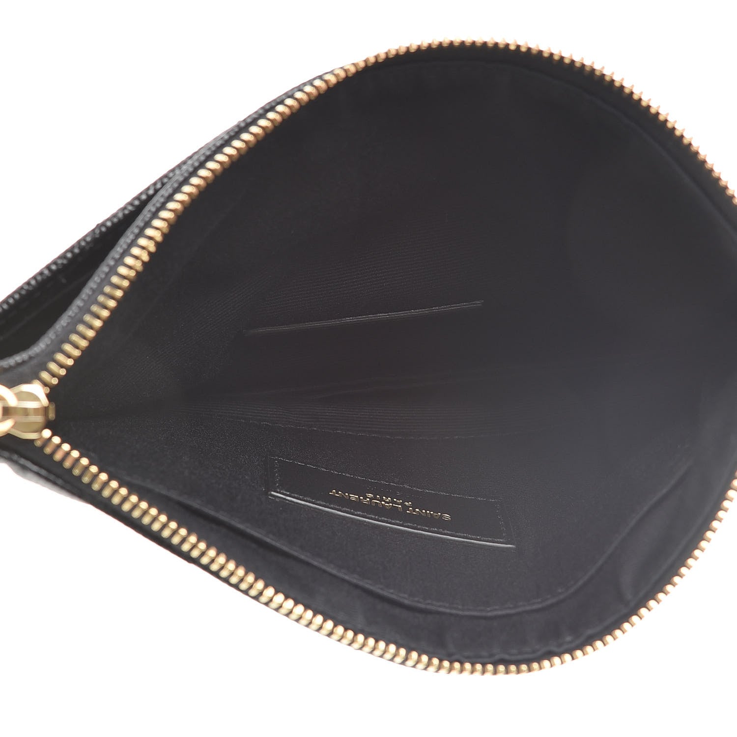 Saint Laurent Grain De Poudre Chevron Monogram Bill Pouch Black 5 of 8
