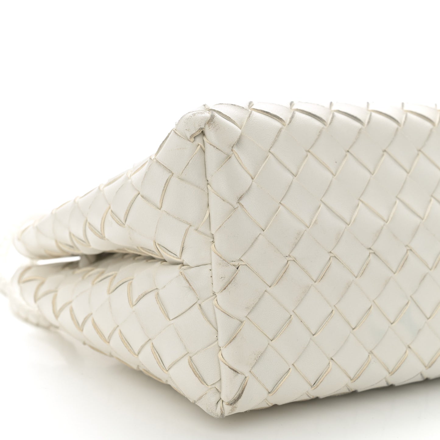 Nappa Intrecciato Small East West Andiamo Shoulder Bag White