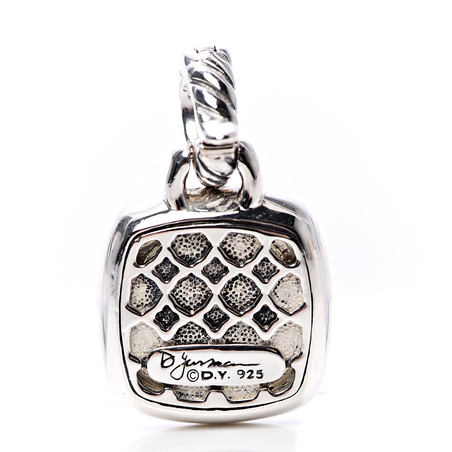Sterling Silver Diamond Prasiolite 11mm Albion Enhancer Pendant
