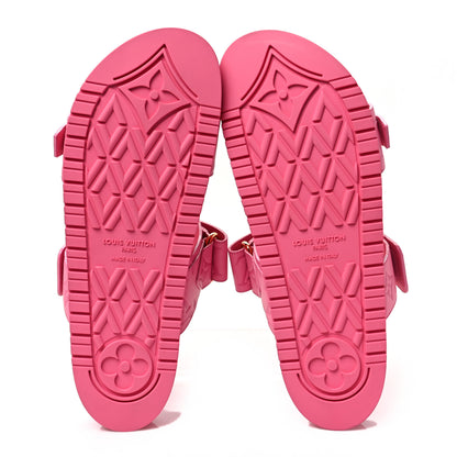 Louis Vuitton Calfskin Monogram Embossed Bom Dia Flat Mule Sandals 39.5 Pink 5 of 8