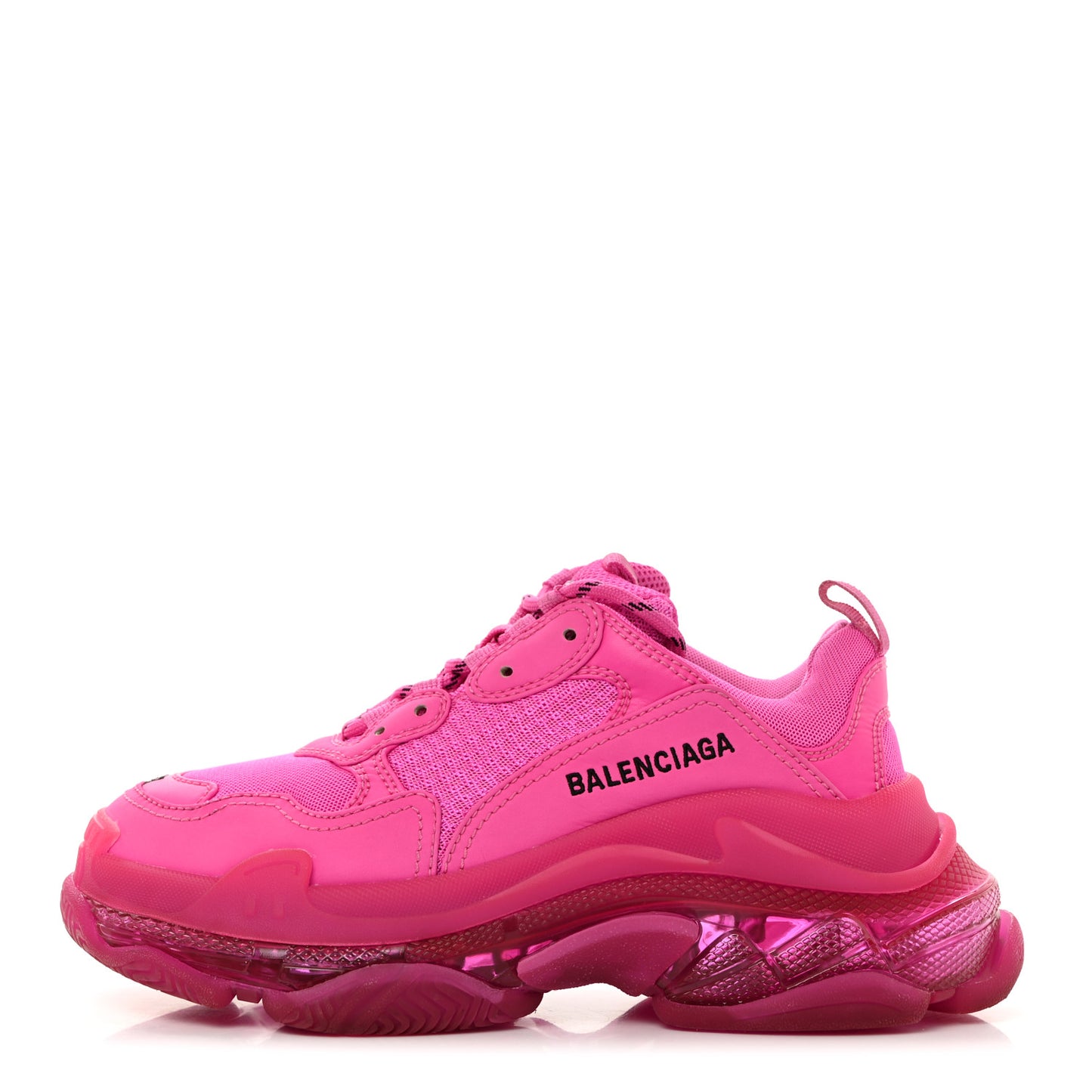Fabric Mesh Clear Sole Fluo Womens Triple S Sneakers 37 Pink