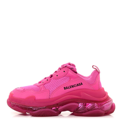 Balenciaga Fabric Mesh Clear Sole Fluo Womens Triple S Sneakers 37 Pink 1 of 7