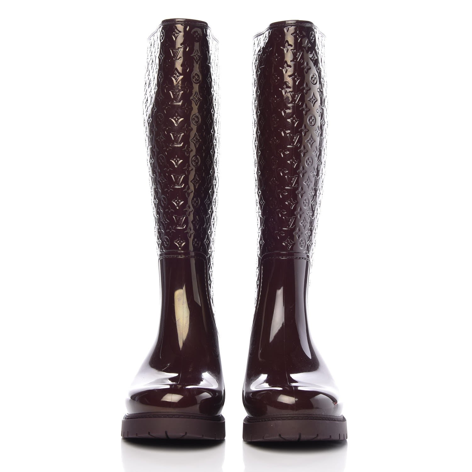 Louis Vuitton Rubber Embossed Monogram Splash Rain Boots 40 Burgundy 2 of 10