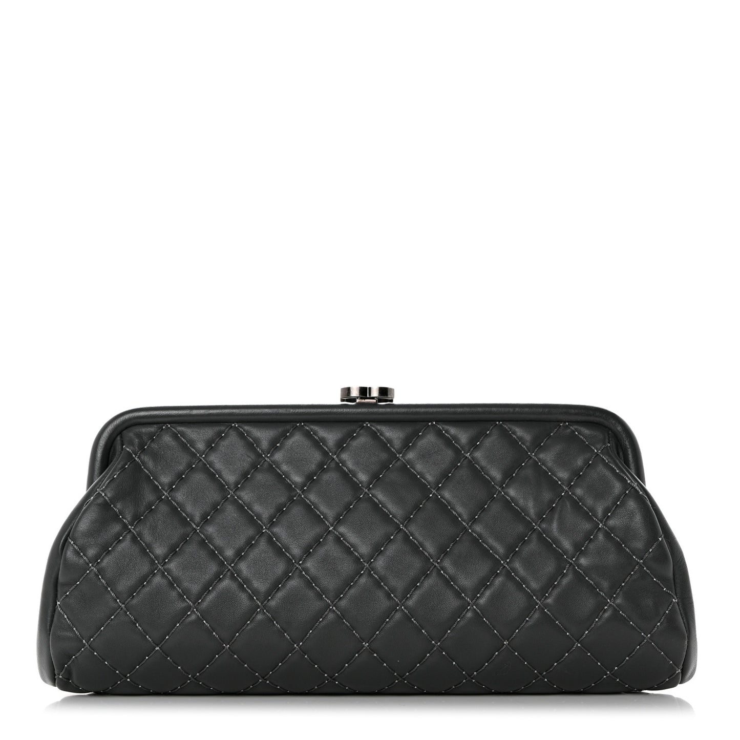 Lambskin Stitched Timeless Clutch Grey