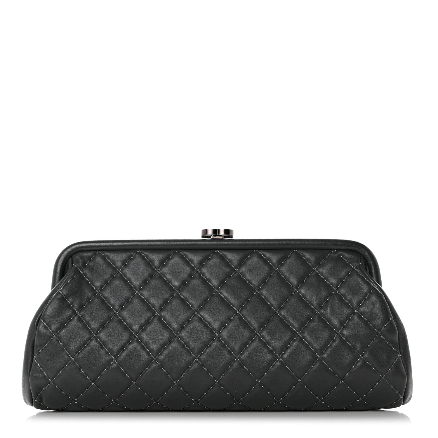 Chanel Lambskin Stitched Timeless Clutch Grey 1 of 9