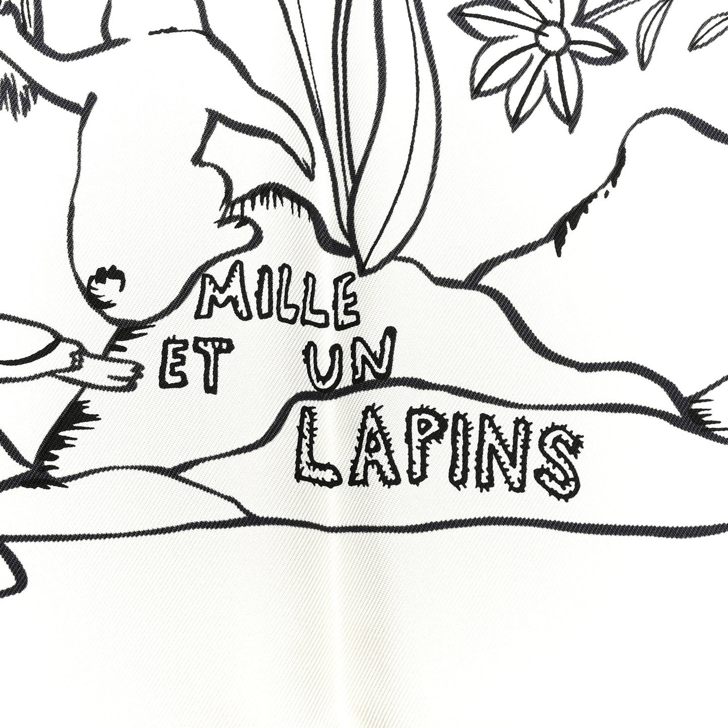 Silk Mille Et Un Lapins Scarf 90 White Black
