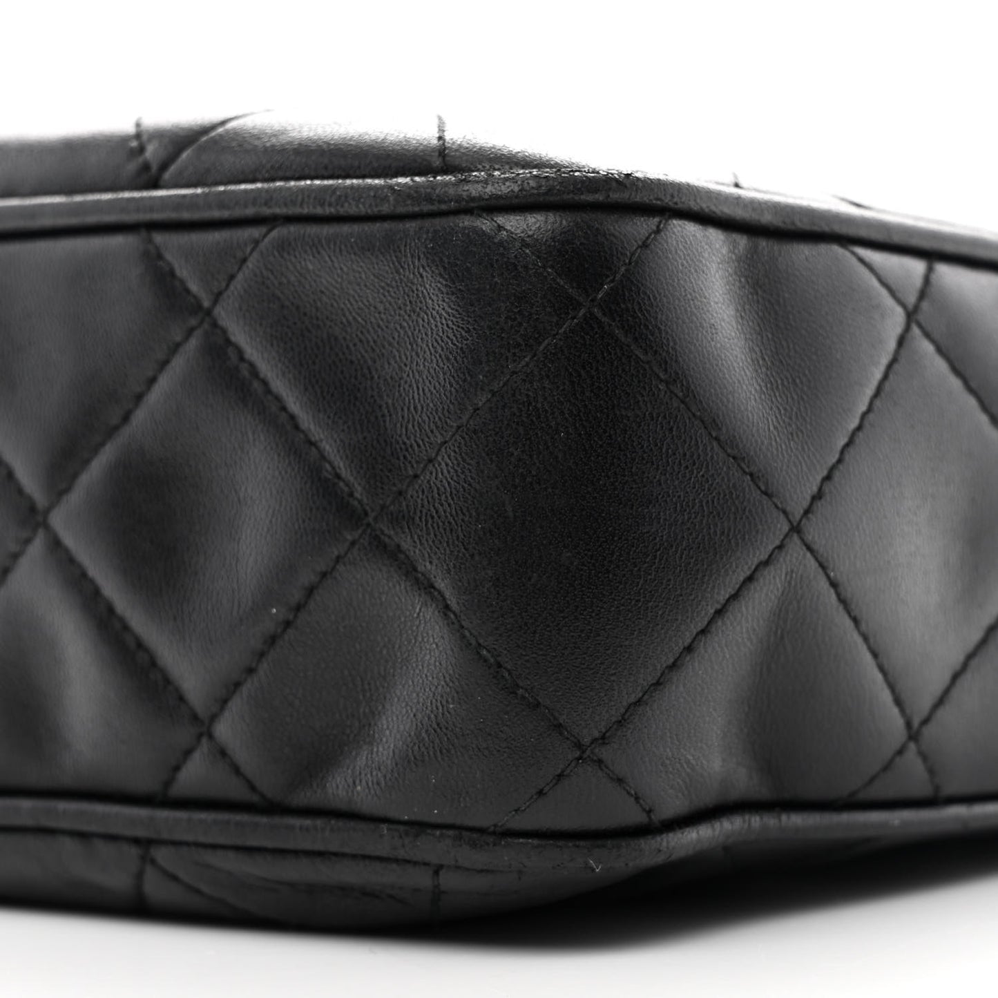 Lambskin Quilted Flap Shoulder Bag Black