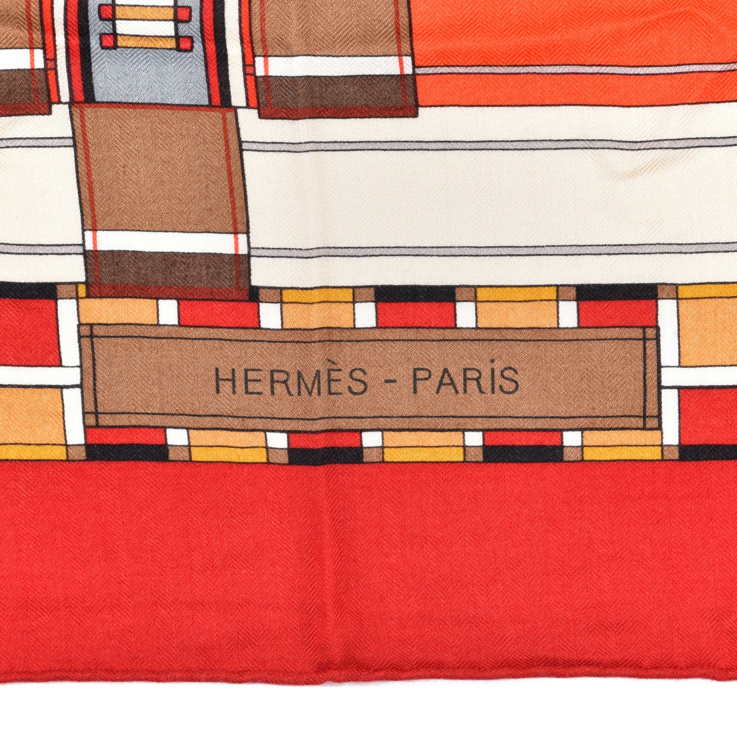 Hermes Cashmere Silk Voltes Et Pirouettes Shawl 140 Rouge Creme Beige 3 of 5